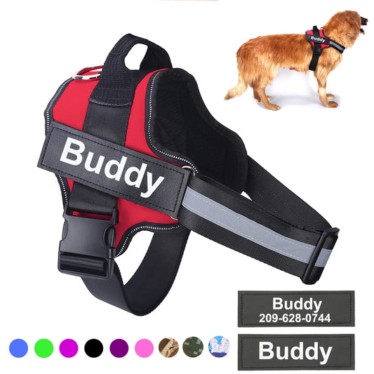 Arnés de perro personalizado sin tirones, chaleco de arnés ajustable transpirable reflectante para mascotas para perros pequeños y grandes, parche personalizado, suministros para mascotas